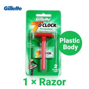 Gillette 7'o Clock Manual Shaving Razor + 2 Blades MRP Rs 49