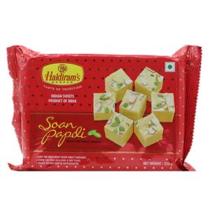 Haldiram's Soan Papdi orange, 250 g Pouch MRP Rs 68