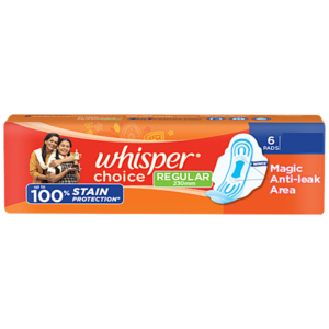 Whisper choice regular 230mm sanitary pads MRP Rs 110