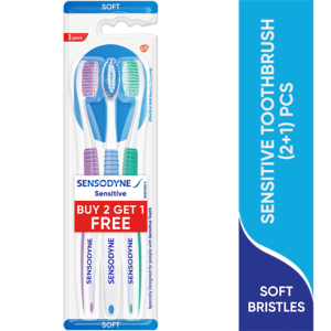 Sensodyne Sensitive soft toothbrush, 3 number MRP Rs 130