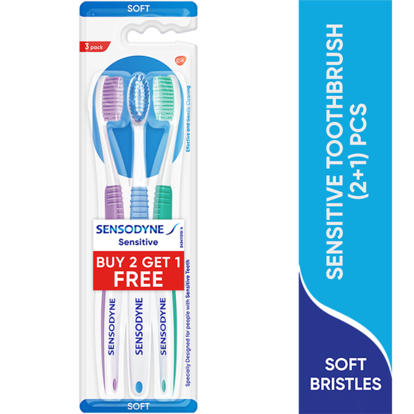 Sensodyne Sensitive soft toothbrush, 3 number MRP Rs 130