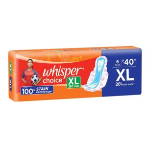 Whisper choice sanitary pads XL MRP Rs 45