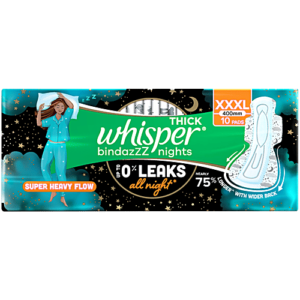 Whisper Bindazzz Nights Sanitary Pads MRP Rs 350