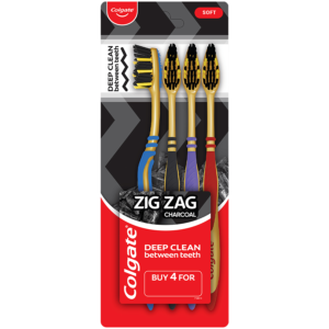 Colgate ZigZag Charcoal Soft Bristle Toothbrush - 4 Pcs MRP Rs 120