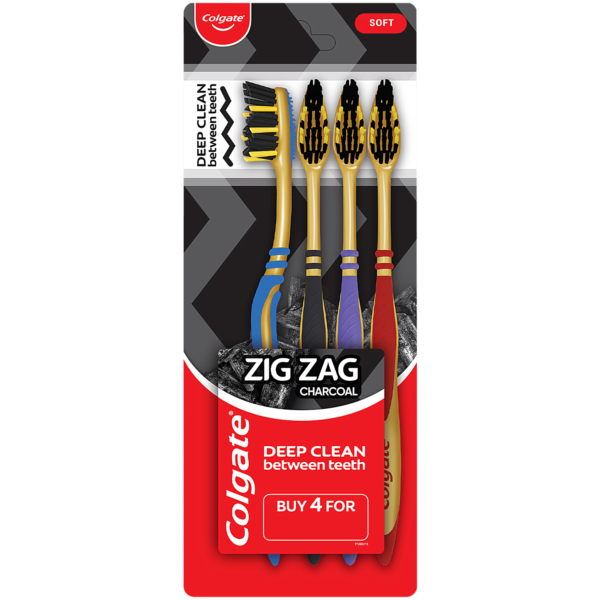 Colgate ZigZag Charcoal Soft Bristle Toothbrush - 4 Pcs MRP Rs 120