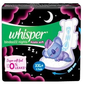 Whisper bindazzz nights koala soft xxl 5 pads MRP Rs 140