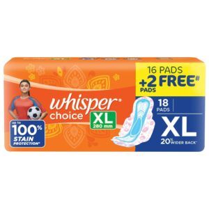 Whsiper choice sanitary pads XL 280mm MRP Rs 160
