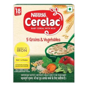 CERELAC Baby Cereal With Milk , 5 Grains & Vegetables ,Stage 5, 300g MRP Rs 329