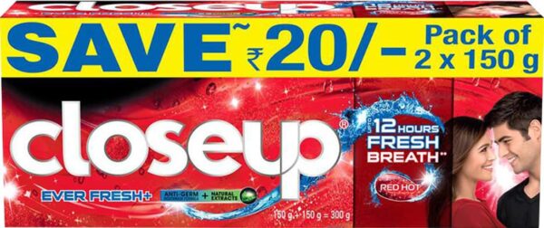 Close Up Toothpaste 2 X 150 Gm, Save Rs. 20 MRP Rs 176